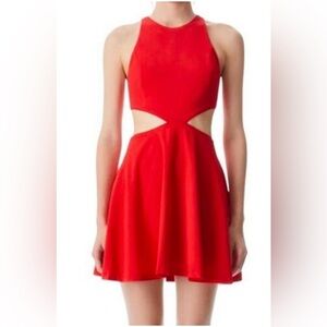 Alice + Olivia Red Cutout Mini Dress